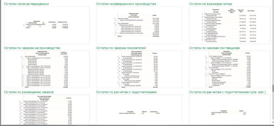 отчет остатки